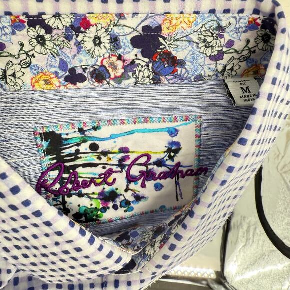 Robert Graham Woven Button Front Long Sleeve, Pemba Purple Navy Plaid Check M - Picture 8 of 10